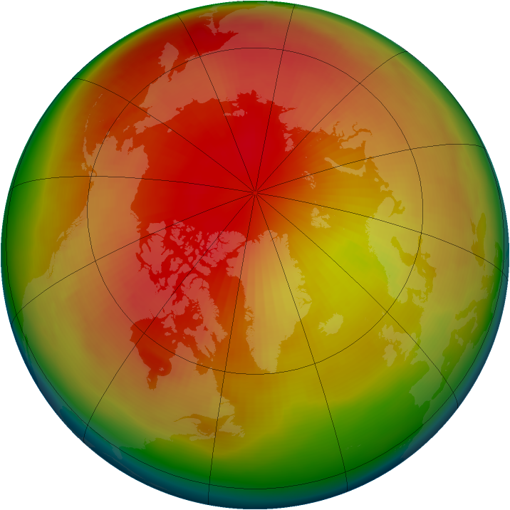 Arctic ozone map for March 1980